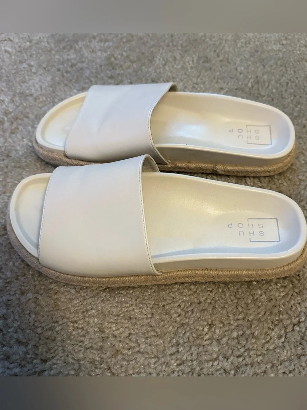 SHU SHOP Women's Crisanta Bone Sandal Slip On Slipper Bone 8.5 Off White Comfy